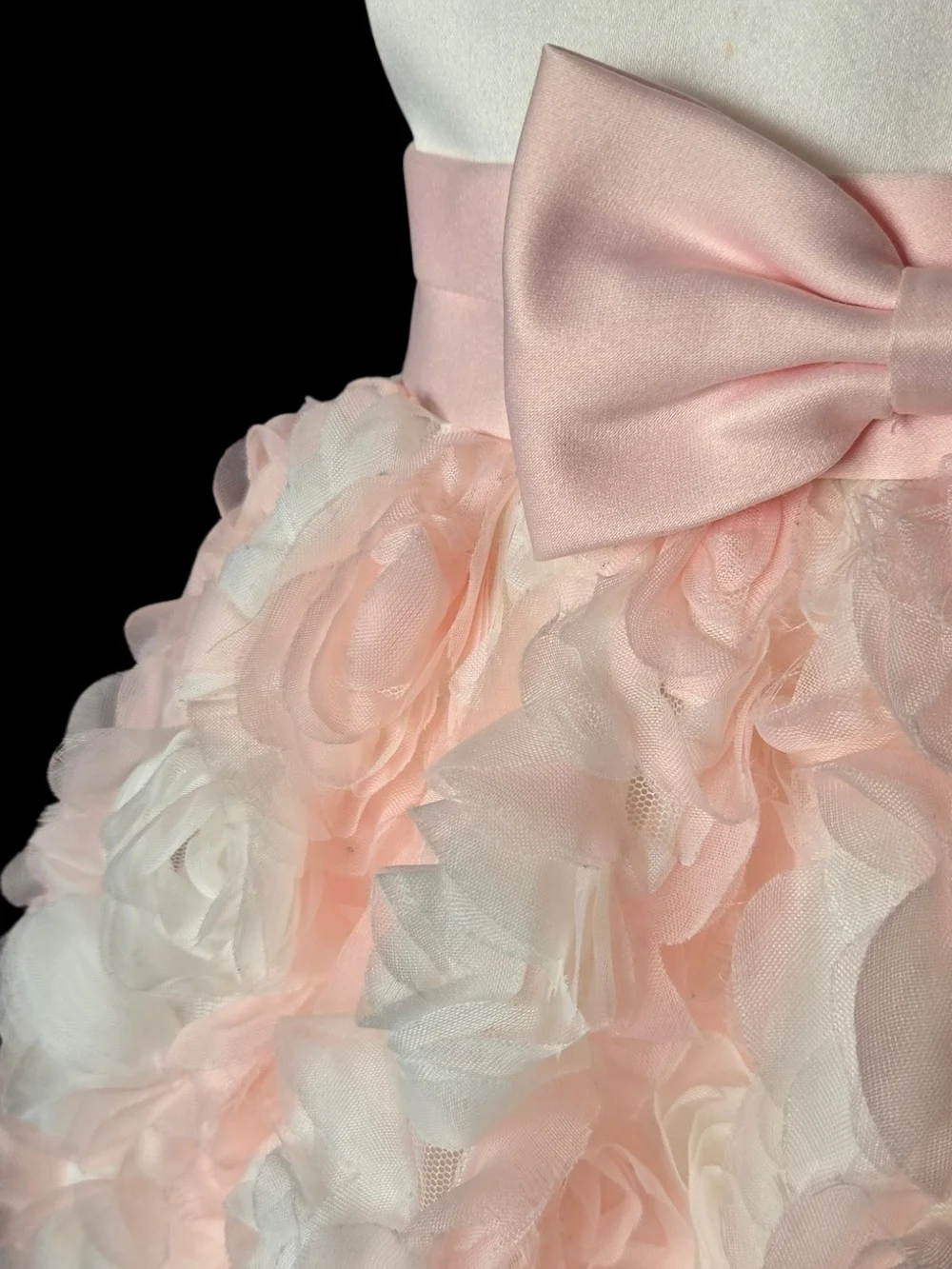 American Princess Pink & Ivory Rosette Dress with Satin Bow Pageant Dress Sz 6/7